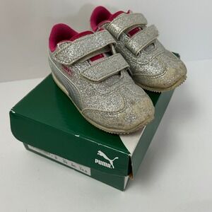 Puma Whirlwind Glitz V Inf Silver Pink Glitter Toddler Sneakers 8C‎ 363974 12